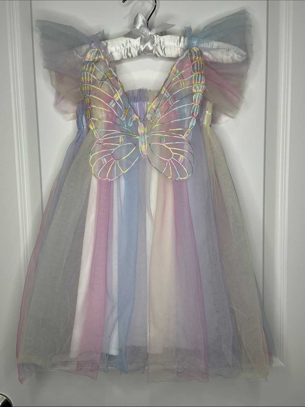 Pastel Rainbow Butterfly Tulle Dress for Girls